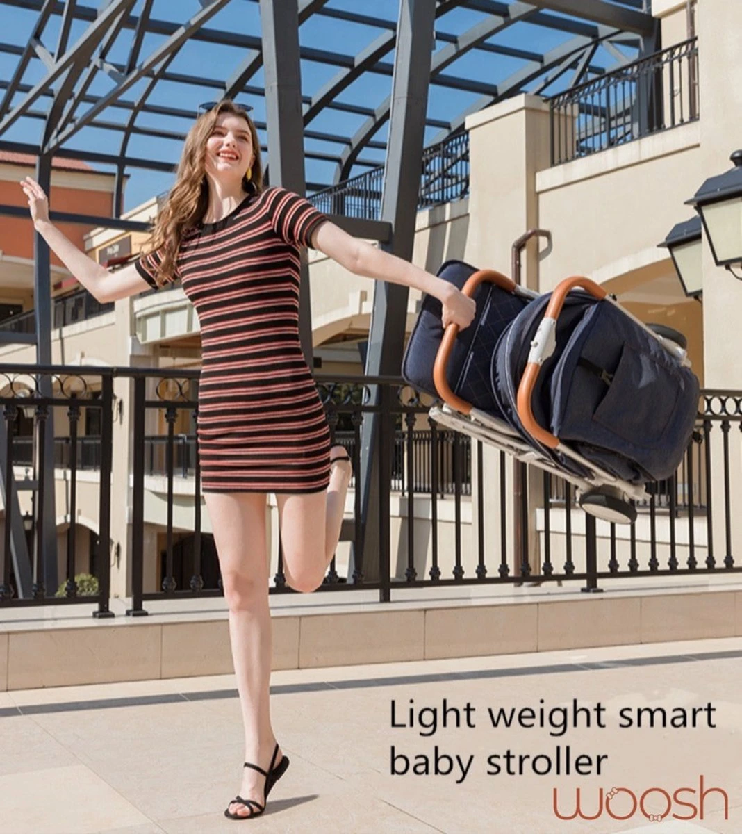 WOOSH New Buggy - Zwart - One Hand Folding - 3 Slaapstanden - Wandelwagen Tot 25 Kg - Regenhoes - Bekerhouder - Muggennet 4 WOOSH New Buggy - Zwart - One Hand Folding - 3 Slaapstanden - Wandelwagen Tot 25 Kg - Regenhoes - Bekerhouder - Muggennet - Image 4