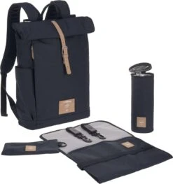 LÄSSIG Luiertas Rolltop Backpack Rugzak Incl Verschoningsmatje - Nacht Blauw -Baby Care Verkoop 1126x1200