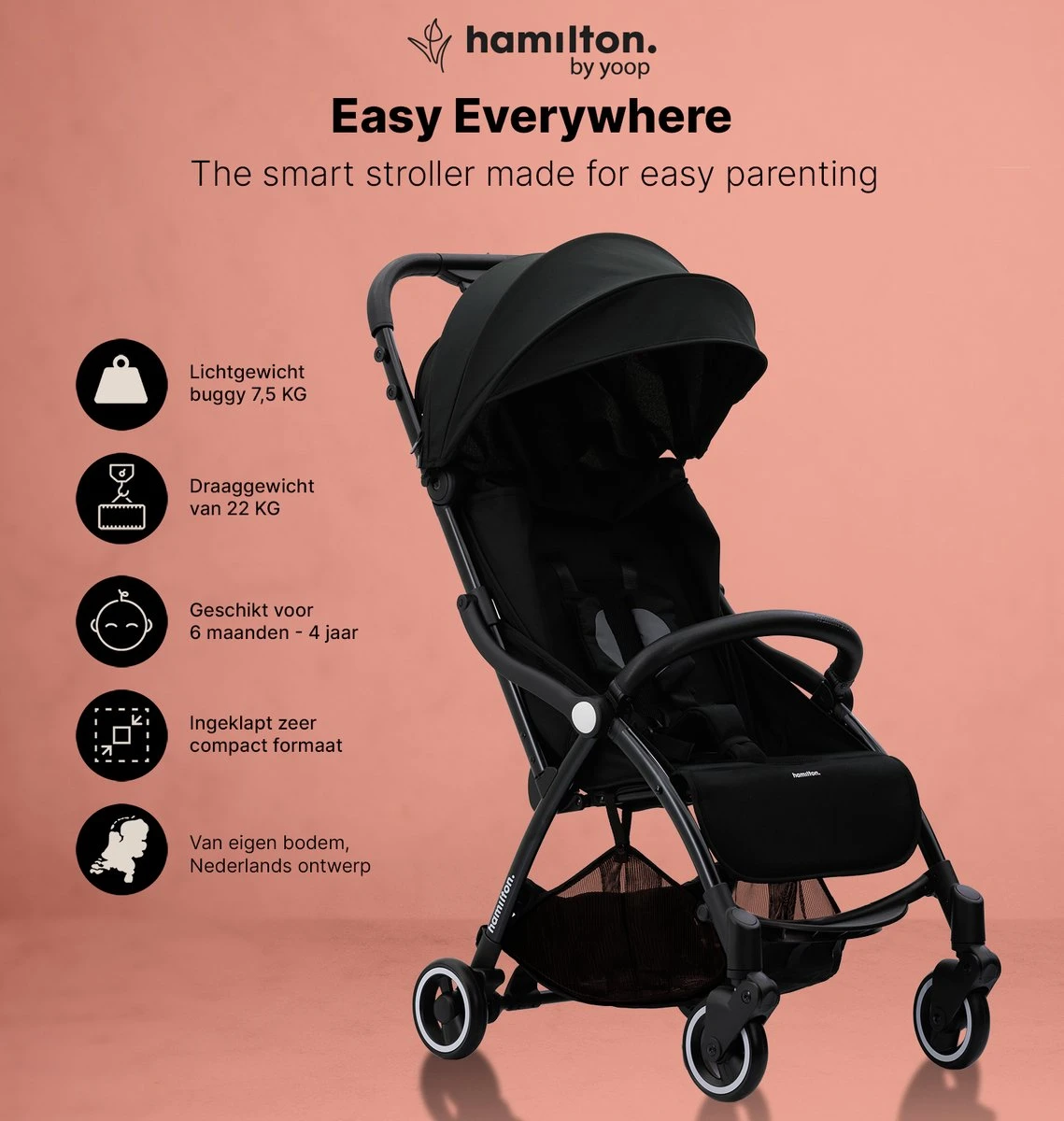 Hamilton By Yoop S1 Plus Buggy Met Monteerbare Premium Wieg – Nieuwer En Hoger 2023 Model - Stroller Met One Hand Folding Technologie – Zwart/Antraciet - Licht, Verstelbaar, Wendbaar - Geschikt Van 0 Maanden Tot 4 Jaar 18 Hamilton By Yoop S1 Plus Buggy Met Monteerbare Premium Wieg – Nieuwer En Hoger 2023 Model - Stroller Met One Hand Folding Technologie – Zwart/Antraciet - Licht, Verstelbaar, Wendbaar - Geschikt Van 0 Maanden Tot 4 Jaar - Image 18