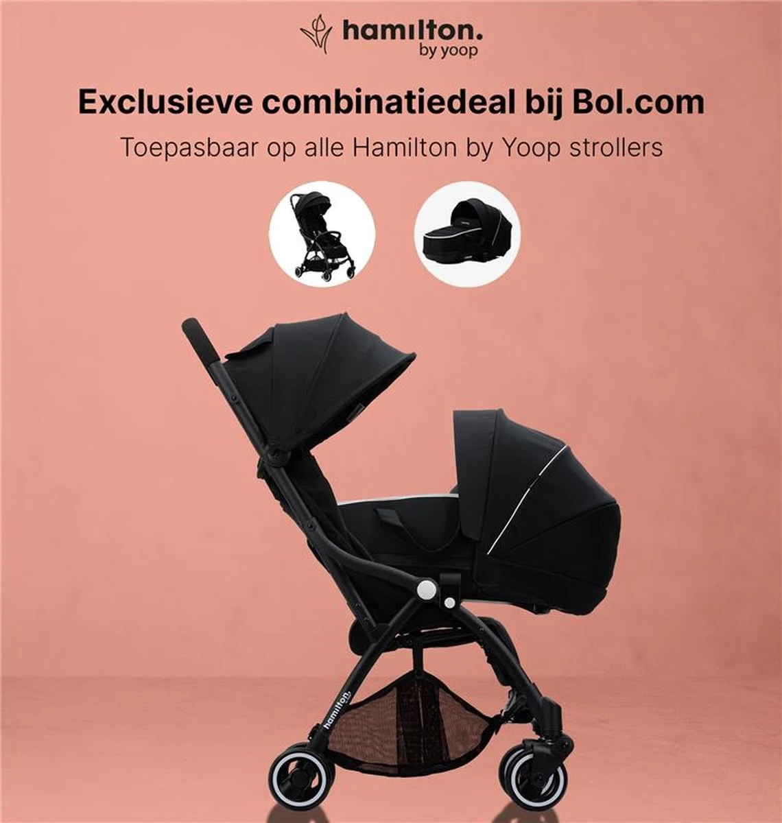 Hamilton By Yoop S1 Plus Buggy Met Monteerbare Premium Wieg – Nieuwer En Hoger 2023 Model - Stroller Met One Hand Folding Technologie – Zwart/Antraciet - Licht, Verstelbaar, Wendbaar - Geschikt Van 0 Maanden Tot 4 Jaar 2 Hamilton By Yoop S1 Plus Buggy Met Monteerbare Premium Wieg – Nieuwer En Hoger 2023 Model - Stroller Met One Hand Folding Technologie – Zwart/Antraciet - Licht, Verstelbaar, Wendbaar - Geschikt Van 0 Maanden Tot 4 Jaar - Image 2