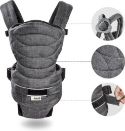 Hauck 2 Way Carrier Draagzak - Buikdrager - Melange Charcoal -Baby Care Verkoop 1146x1200 7