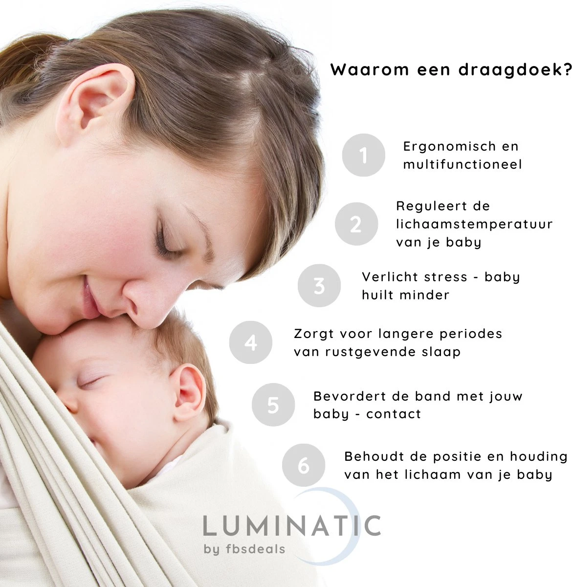 Baby Draagdoek - Babywrap - Baby Carrier - Babydrager - Buikdrager Baby – Baby Draagzak - Baby Sling | Luminatic® | Ergonomisch | Met Tasje | Donker Grijs 3 Baby Draagdoek - Babywrap - Baby Carrier - Babydrager - Buikdrager Baby – Baby Draagzak - Baby Sling | Luminatic® | Ergonomisch | Met Tasje | Donker Grijs - Image 3