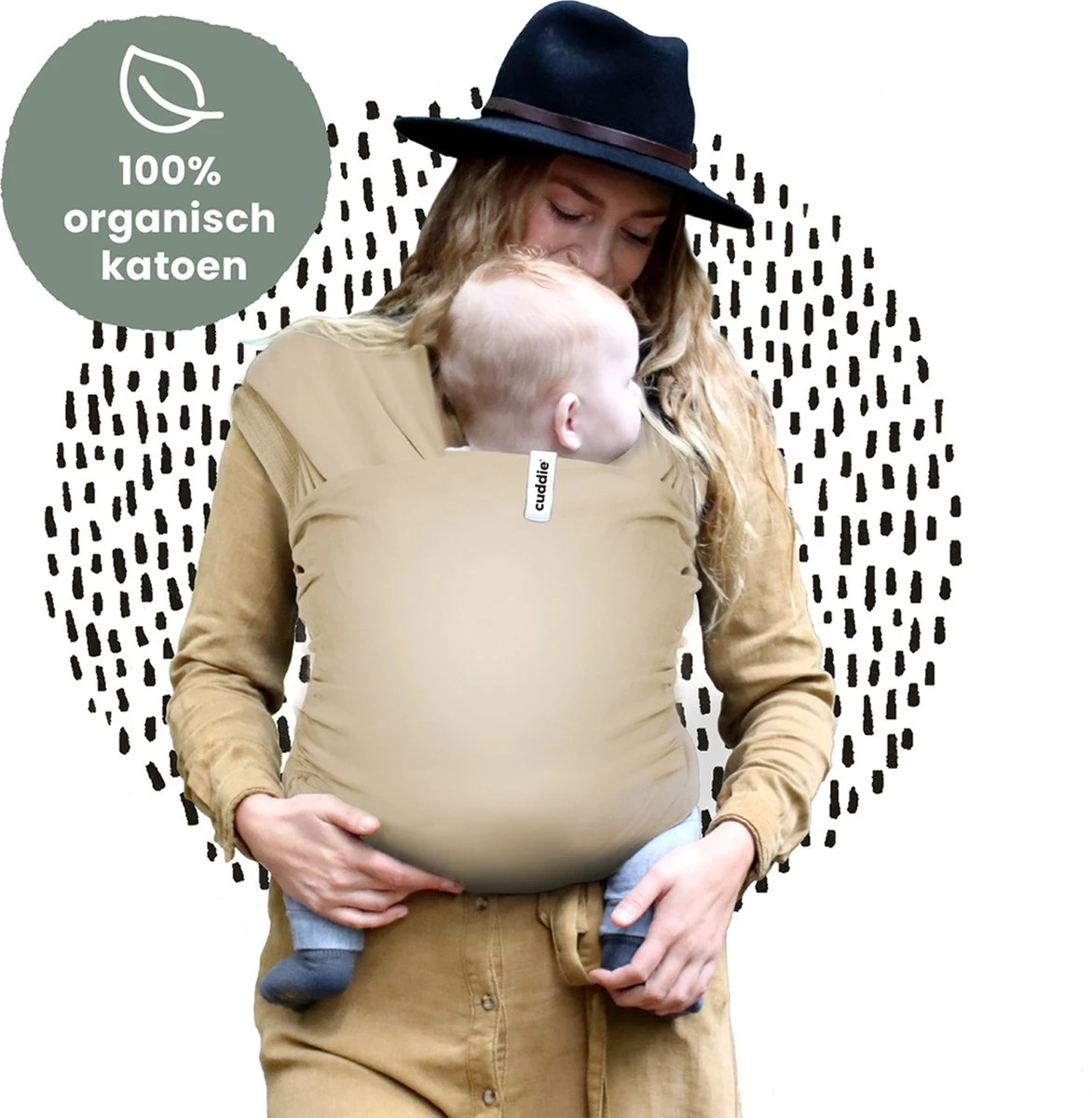 Cuddie Baby Draagdoek - Premium Organic Baby Draagdoek Gemaakt Van Bio Katoen - Newborns Tot 15 Kg - Baby Cadeau - Met Wenskaart - Sand 2 Cuddie Baby Draagdoek - Premium Organic Baby Draagdoek Gemaakt Van Bio Katoen - Newborns Tot 15 Kg - Baby Cadeau - Met Wenskaart - Sand - Image 2