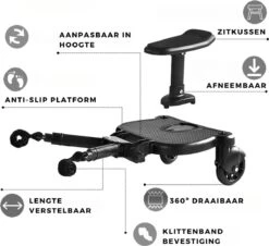 Merkloos Kinderwagen/Buggy Meerijdplankje - Kant & Klaar - In Elkaar Gezet - Universeel – Met Zitje – Verstelbaar – Zwart -Baby Care Verkoop 1200x1096 4
