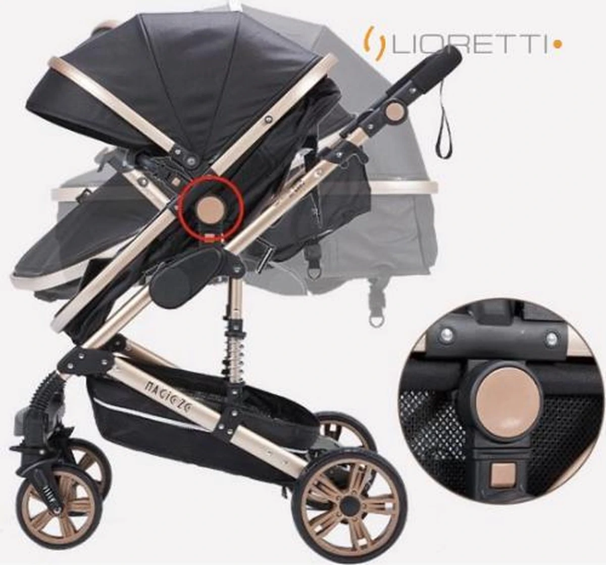 Merkloos Lioretti® Luxe Baby Buggy 3 In 1 | Baby Wagen | Kinderwagen Met Stoel En Wieg | Inklapbaar | Hoge Kwaliteit | Combi | Zwart 2 Merkloos Lioretti® Luxe Baby Buggy 3 In 1 | Baby Wagen | Kinderwagen Met Stoel En Wieg | Inklapbaar | Hoge Kwaliteit | Combi | Zwart - Image 2