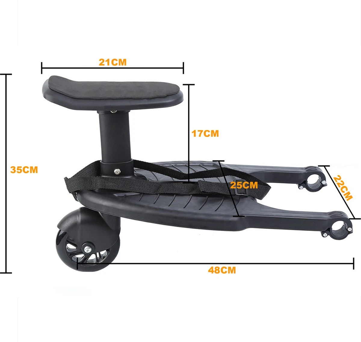 Merkloos Happyment® Universeel Meerijdplankje - Met Zitting - Voor Kinderwagen - Buggyboard - Zwart 8 Merkloos Happyment® Universeel Meerijdplankje - Met Zitting - Voor Kinderwagen - Buggyboard - Zwart - Image 8