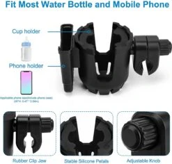 BOTC 2 In 1 Bekerhouders & Telefoonhouder - Cup Organizer Voor Kinderwagen, Fiets, Rolstoel, Walker - Zwart 19 BOTC 2 In 1 Bekerhouders & Telefoonhouder - Cup Organizer Voor Kinderwagen, Fiets, Rolstoel, Walker - Zwart -Baby Care Verkoop 1200x1146 2
