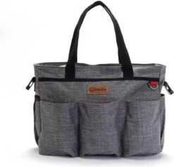 Merkloos Decopatent® Luiertas Schoudertas - Baby Verzorgingstas - Incl Verschoningsmatje & Flessenhouder - Vakken - Jongens/Meisjes - Grijs