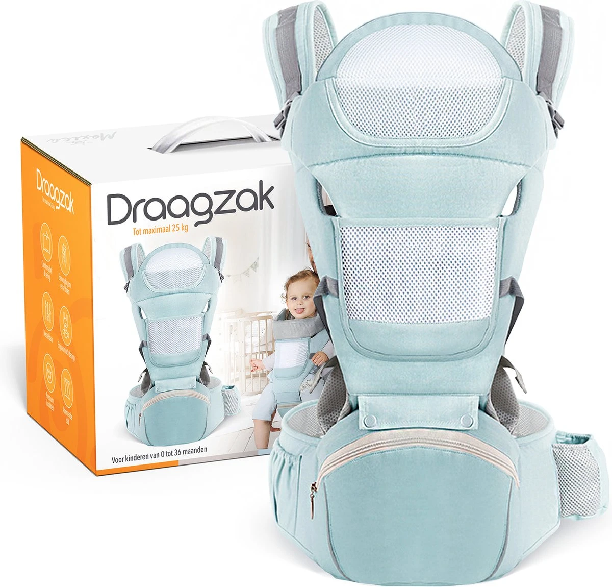 Moxica Draagzak Baby - Draagdoek - Carrier - Kinderdrager - Babydrager - Drager 7 Moxica Draagzak Baby - Draagdoek - Carrier - Kinderdrager - Babydrager - Drager - Image 7