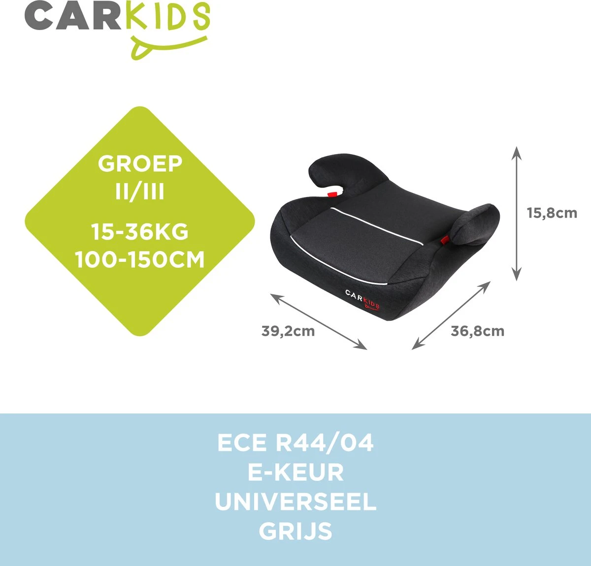 Carkids Auto Zitverhoger Grijs | Autostoeltje Groep 2-3 | Kinderen Van 3,5-12 Jaar | 15-36 Kg 3 Carkids Auto Zitverhoger Grijs | Autostoeltje Groep 2-3 | Kinderen Van 3,5-12 Jaar | 15-36 Kg - Image 3