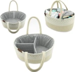 ADSafety - Luxe Katoenen Luiertas - Inclusief Uitneembare Organizer - Verzorgingstas - Opbergtas - Commode Mandje - Baby Spullen - Crème -Baby Care Verkoop 1200x1154 1