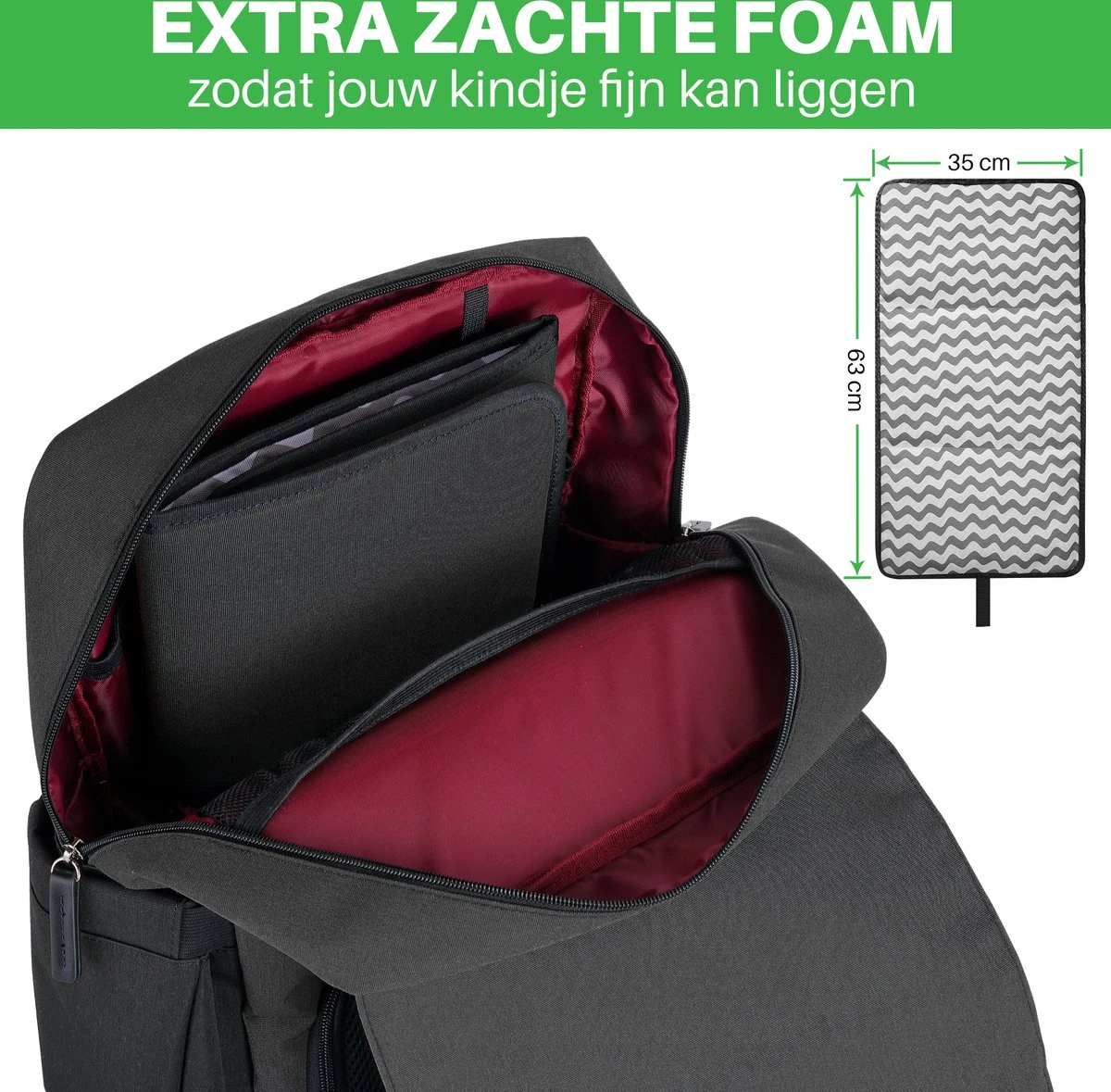 Brisby Slijtvaste Luiertas – Verzorgingstas - Two Tone Zwart En Donkergrijs - Inclusief Verschoonmatje - Isoleervakken - Met Geïntegreerde Kinderwagen Haken 3 Brisby Slijtvaste Luiertas – Verzorgingstas - Two Tone Zwart En Donkergrijs - Inclusief Verschoonmatje - Isoleervakken - Met Geïntegreerde Kinderwagen Haken - Image 3