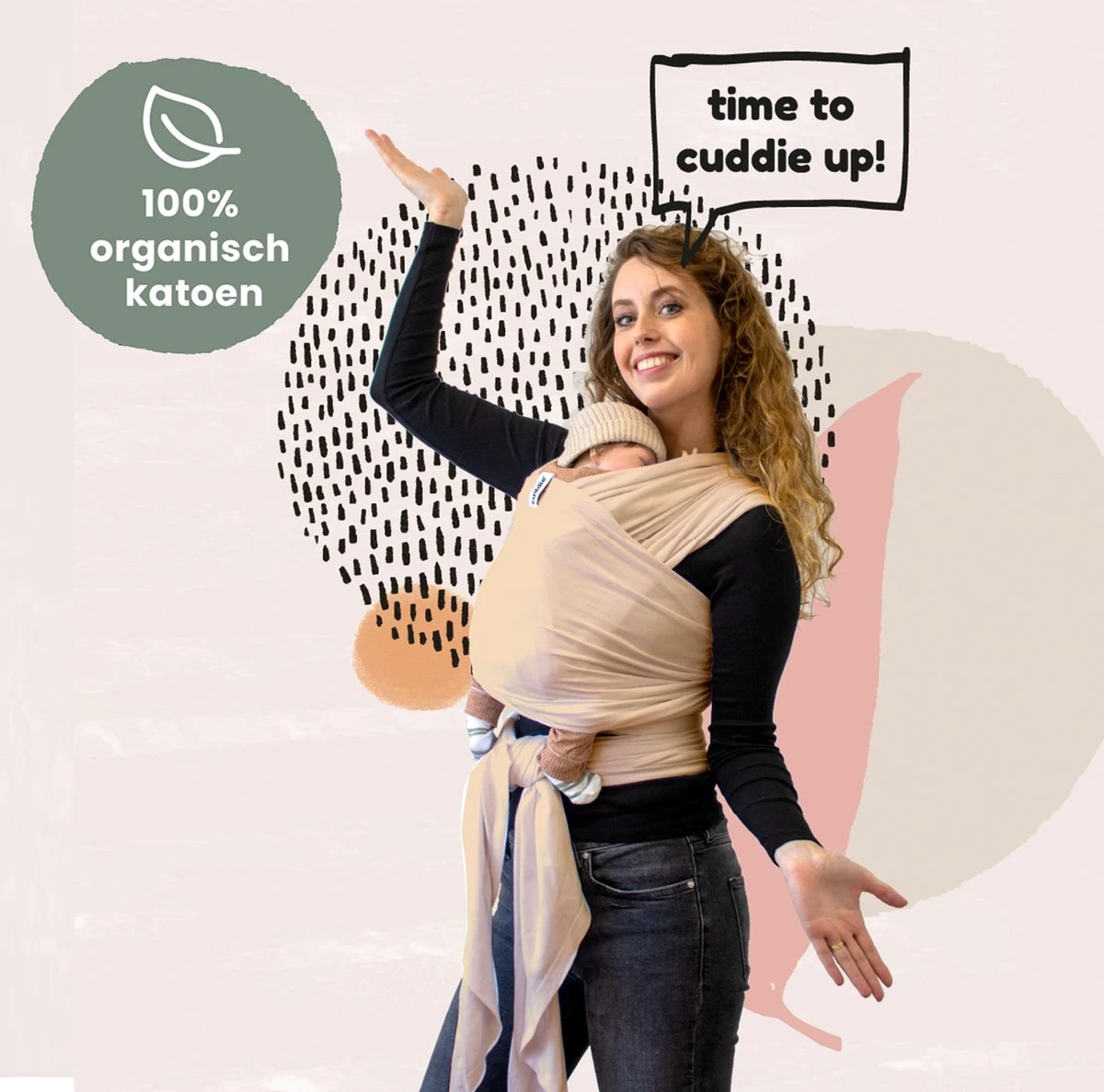 Cuddie Baby Draagdoek - Premium Organic Baby Draagdoek Gemaakt Van Bio Katoen - Newborns Tot 15 Kg - Baby Cadeau - Met Wenskaart - Sand 1 Cuddie Baby Draagdoek - Premium Organic Baby Draagdoek Gemaakt Van Bio Katoen - Newborns Tot 15 Kg - Baby Cadeau - Met Wenskaart - Sand