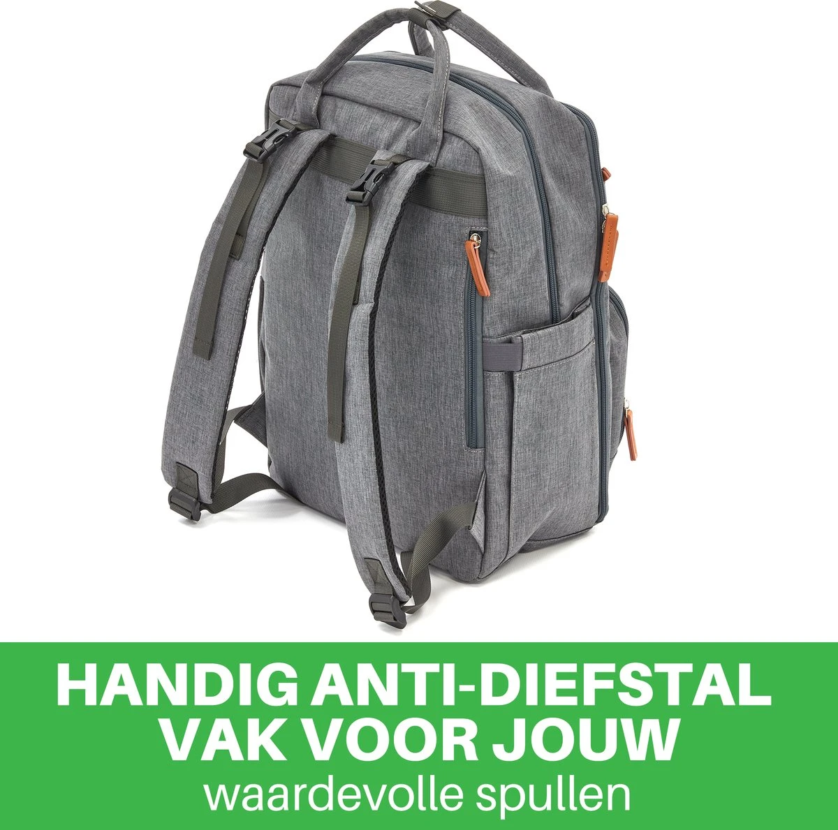 Brisby Slijtvaste Luiertas – Verzorgingstas – Met Buggymontage -Donkergrijs 3 Brisby Slijtvaste Luiertas – Verzorgingstas – Met Buggymontage -Donkergrijs - Image 3