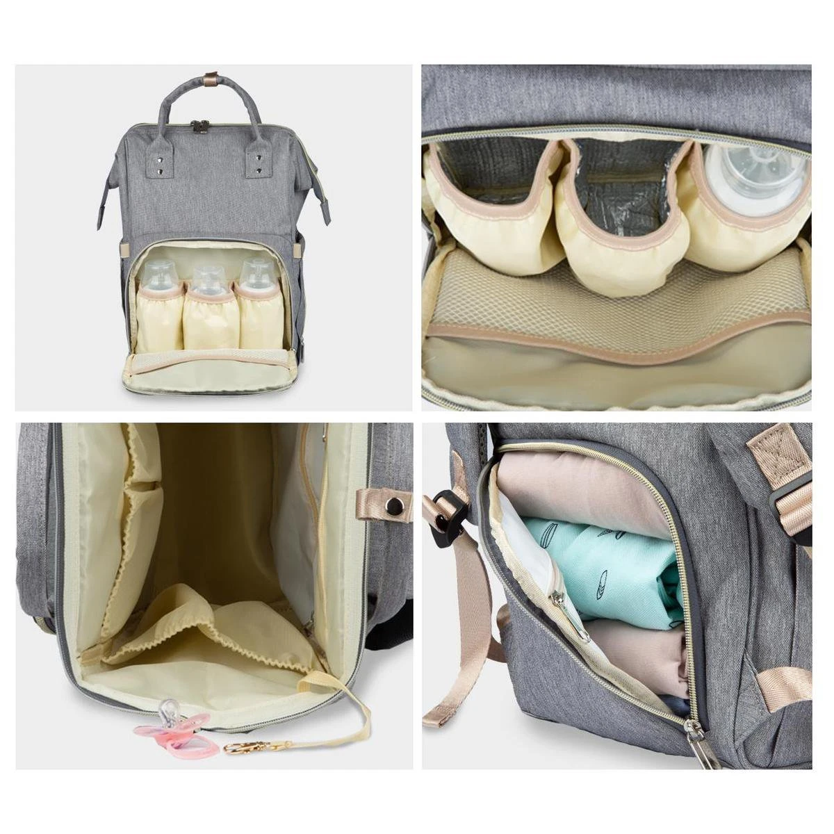 LifeGoods Luiertas Rugzak - Incl. Buggy En Kinderwagen Haken - Complete Set - 23.8 L - Grijs 2 LifeGoods Luiertas Rugzak - Incl. Buggy En Kinderwagen Haken - Complete Set - 23.8 L - Grijs - Image 2