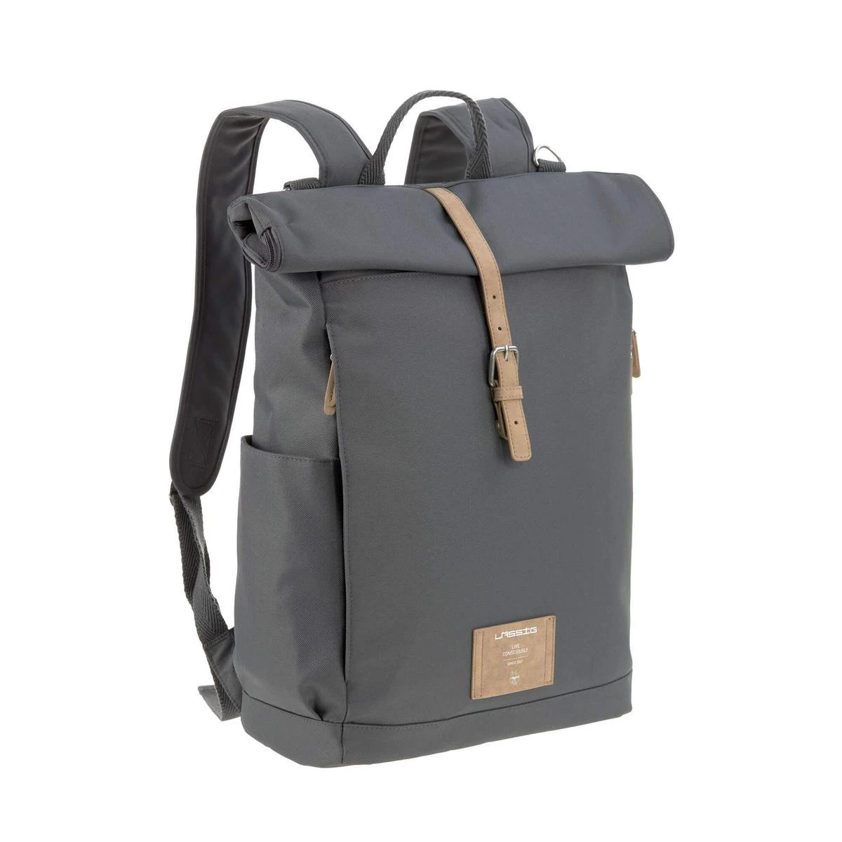 LÄSSIG Luiertas Rolltop Backpack Rugzak Incl Verschoningsmatje Antraciet 1 LÄSSIG Luiertas Rolltop Backpack Rugzak Incl Verschoningsmatje Antraciet