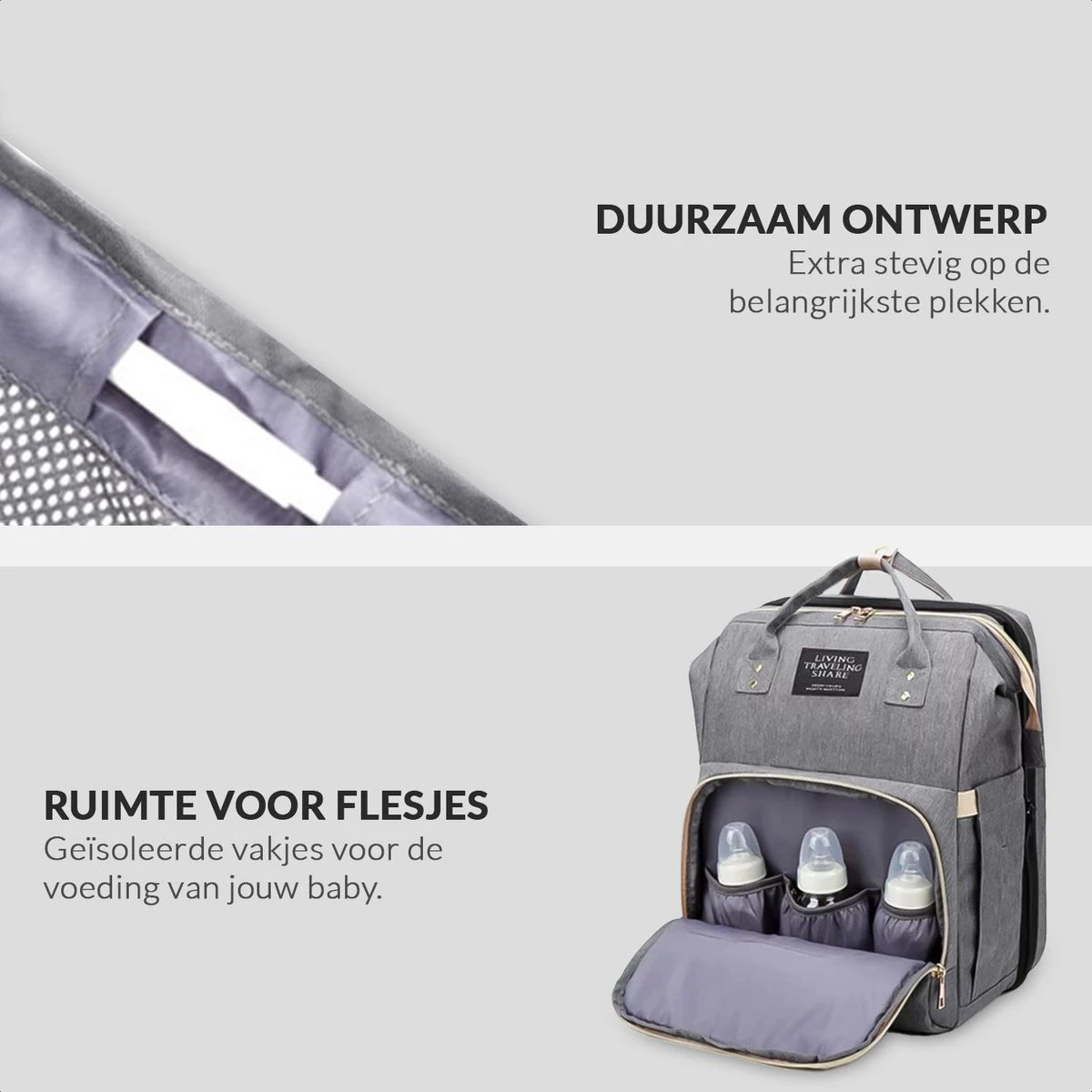 Buxibo 2-in-1 Luier- En Verzorgingstas - Inclusief Verschoon Matje - Baby Rug Tas Met Isoleervak - Diaper Backpack Bag - Reis Rugzak Inclusief Buggy En Kinderwagen Haken - Grote Capaciteit - 4 Buxibo 2-in-1 Luier- En Verzorgingstas - Inclusief Verschoon Matje - Baby Rug Tas Met Isoleervak - Diaper Backpack Bag - Reis Rugzak Inclusief Buggy En Kinderwagen Haken - Grote Capaciteit - - Image 4