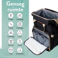 Luiertas Rugzak - Monx Luiertas Verzorgingstas Met Uitklapbaar Babybedje - Overzichtelijke Luierrugzak Extra Buggy En Kinderwagen Haken Inclusief Geïsoleerde Flessenhouder - Zwart -Baby Care Verkoop 1200x1200 210