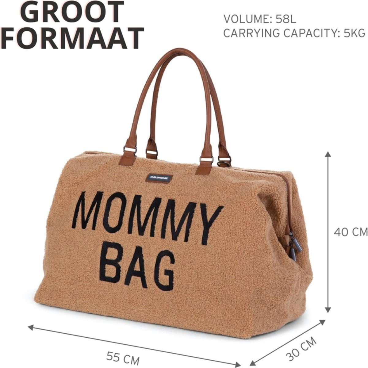Childhome Mommy Bag Groot - Teddy - Beige 6 Childhome Mommy Bag Groot - Teddy - Beige - Image 6