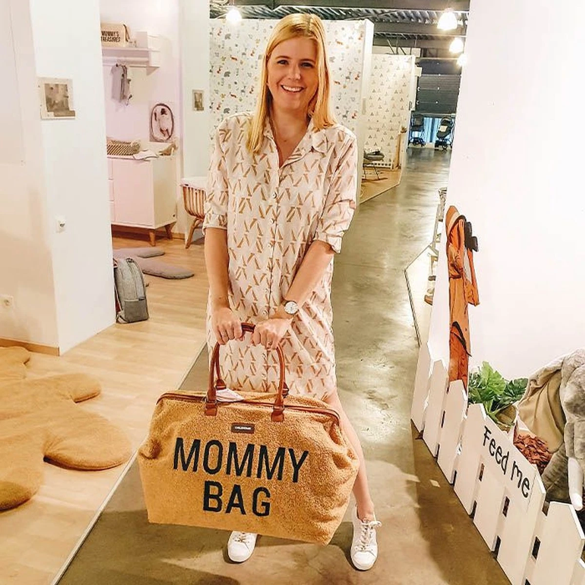 Childhome Mommy Bag Groot - Teddy - Beige 7 Childhome Mommy Bag Groot - Teddy - Beige - Image 7