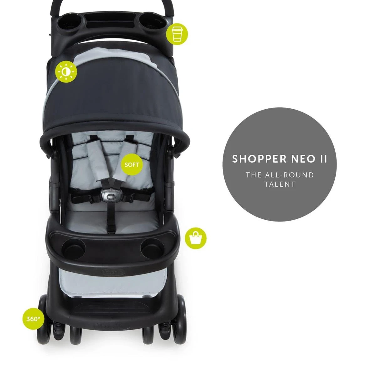 Hauck Shopper Neo II Buggy - Caviar/Silver 8 Hauck Shopper Neo II Buggy - Caviar/Silver - Image 8