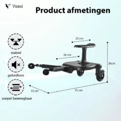 Vosoi - Meerijdplankje - Kinderwagen - Buggy's - Onderweg - Universeel - Verstelbaar - Zitje - Onderweg - 2 Wielen - Kinderwagen Accessoires -Baby Care Verkoop 1200x1200 379