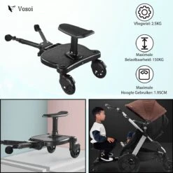 Vosoi - Meerijdplankje - Kinderwagen - Buggy's - Onderweg - Universeel - Verstelbaar - Zitje - Onderweg - 2 Wielen - Kinderwagen Accessoires -Baby Care Verkoop 1200x1200 380