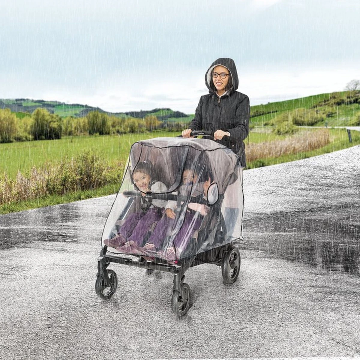 Happy Hop RainCover Twin Regenhoes Voor Dubbele Kinderwagen - Regenhoes Voor Tweeling Buggy - Dubbele Buggy - Regen Hoes Voor Kinderwagen - Universeel - Hoes Voor Kinderwagen - Buggy Regen Hoes - Baby / Toddler Raincover - Peuters & Kleuters Wandelwagen 2 Happy Hop RainCover Twin Regenhoes Voor Dubbele Kinderwagen - Regenhoes Voor Tweeling Buggy - Dubbele Buggy - Regen Hoes Voor Kinderwagen - Universeel - Hoes Voor Kinderwagen - Buggy Regen Hoes - Baby / Toddler Raincover - Peuters & Kleuters Wandelwagen - Image 2