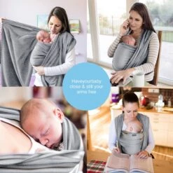 Makimaja Baby Sling - Licht Grijs - Hoge Kwaliteit 100% Natuurlijk Katoen Baby Sling - Baby Sling Pasgeborenen En Baby's Tot 15 Kg - Plus Inclusief: Baby Slabbetje -Baby Care Verkoop 1200x1200 586