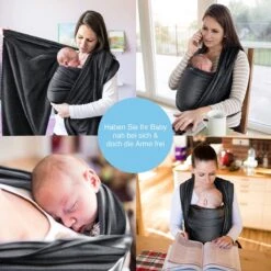 Makimaja Baby Sling - Donkergrijs - Hoge Kwaliteit 100% Natuurlijk Katoen Baby Sling - Baby Sling Pasgeborenen En Baby's Tot 15 Kg - Plus Inclusief: Baby Slabbetje -Baby Care Verkoop 1200x1200 732