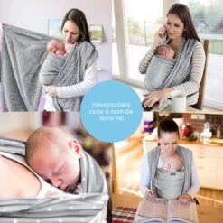 Makimaja Baby Sling - Licht Grijs Met Sterren - Hoge Kwaliteit 100% Natuurlijk Katoen Baby Sling - Baby Sling Pasgeborene En Baby's Tot 15 Kg - Plus Inclusief: Baby Slabbetje -Baby Care Verkoop 1200x1200 766