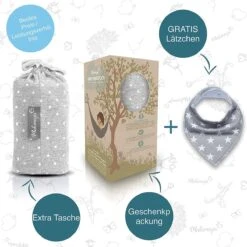 Makimaja Baby Sling - Licht Grijs Met Sterren - Hoge Kwaliteit 100% Natuurlijk Katoen Baby Sling - Baby Sling Pasgeborene En Baby's Tot 15 Kg - Plus Inclusief: Baby Slabbetje -Baby Care Verkoop 1200x1200 768