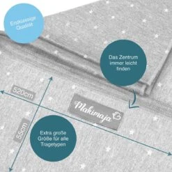 Makimaja Baby Sling - Licht Grijs Met Sterren - Hoge Kwaliteit 100% Natuurlijk Katoen Baby Sling - Baby Sling Pasgeborene En Baby's Tot 15 Kg - Plus Inclusief: Baby Slabbetje -Baby Care Verkoop 1200x1200 769