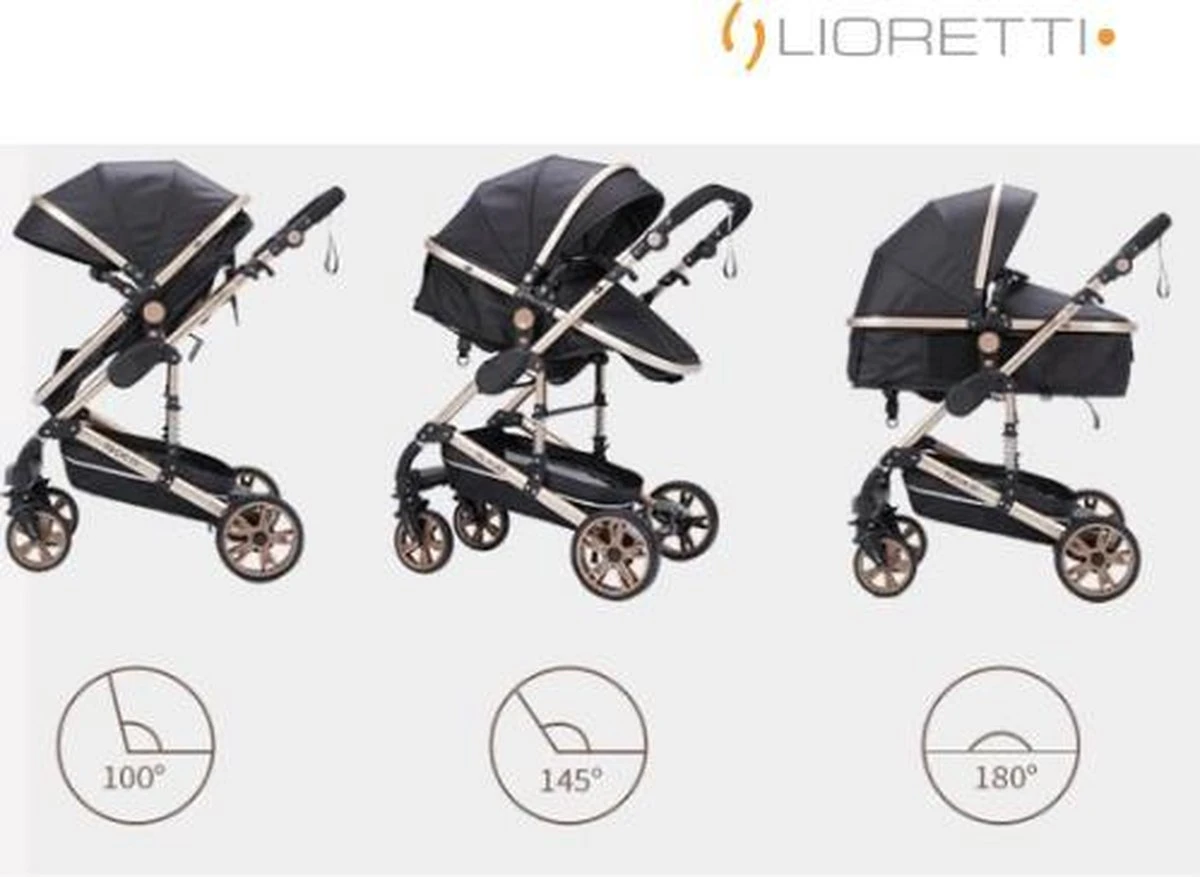 Merkloos Lioretti® Luxe Baby Buggy 3 In 1 | Baby Wagen | Kinderwagen Met Stoel En Wieg | Inklapbaar | Hoge Kwaliteit | Combi | Zwart 16 Merkloos Lioretti® Luxe Baby Buggy 3 In 1 | Baby Wagen | Kinderwagen Met Stoel En Wieg | Inklapbaar | Hoge Kwaliteit | Combi | Zwart - Image 16