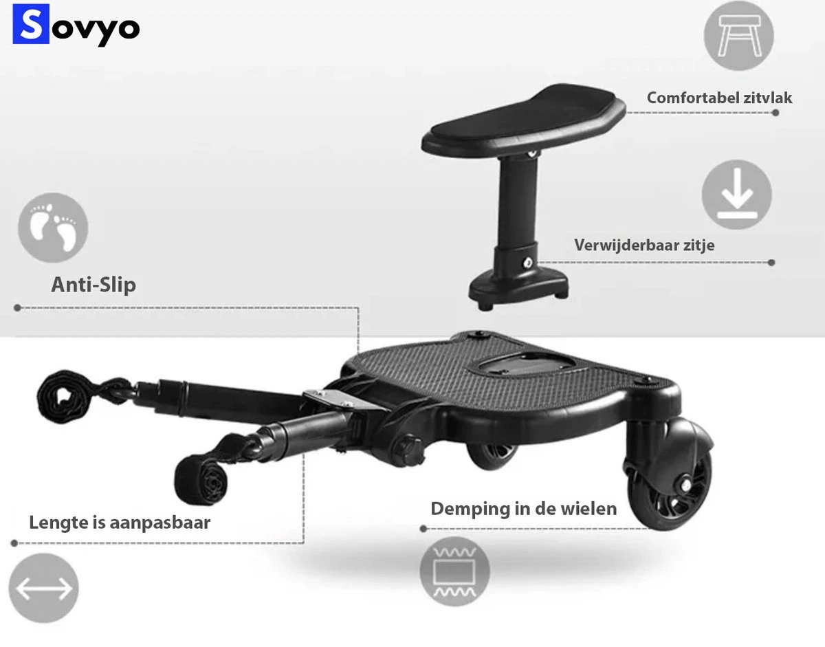 Merkloos Meerijdplankje Universeel Buggy/Kinderwagen - Kinderwagen Accessoire Met Afneembaar Zitje Van Hoogwaardige Kwaliteit - Verstelbaar Meerijdplankje 9 Merkloos Meerijdplankje Universeel Buggy/Kinderwagen - Kinderwagen Accessoire Met Afneembaar Zitje Van Hoogwaardige Kwaliteit - Verstelbaar Meerijdplankje - Image 9