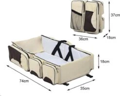 Merkloos Decopatent® Baby Bed - Luiertas - Reisbedje Voor Baby’s En Kleuters - Opvouwbare Reiswieg - Reisbed Met Matras - Reistas - Creme -Baby Care Verkoop 1200x962 1