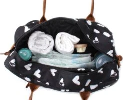 Kidzroom Black And White Luiertas - Zwart - Ophanglussen Kinderwagen - Verschoonmatje - Verstelbare Schouderband -Baby Care Verkoop 1200x982