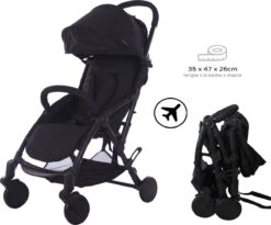 Cabino Buggy Compact / Plooibuggy Lichtgewicht & Compact Voor Het Vliegtuig Zwart