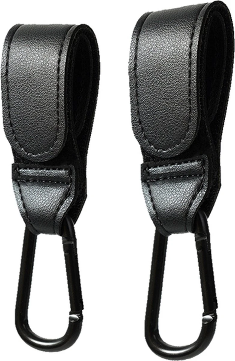 Merkloos Kinderwagen Haak Set Van 2 PU Leer Zwart -Verstelbare Buggy Haak - Luiertas Hangers Met Klittenband 1 Merkloos Kinderwagen Haak Set Van 2 PU Leer Zwart -Verstelbare Buggy Haak - Luiertas Hangers Met Klittenband