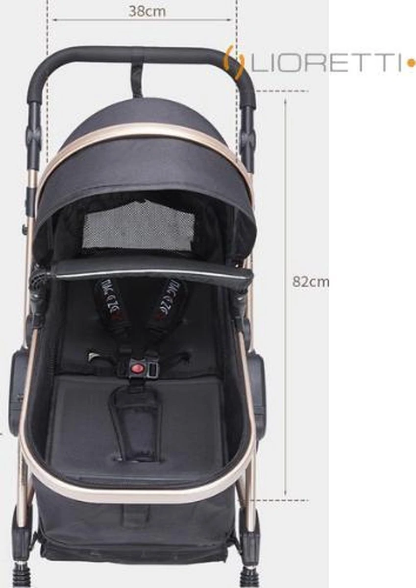 Merkloos Lioretti® Luxe Baby Buggy 3 In 1 | Baby Wagen | Kinderwagen Met Stoel En Wieg | Inklapbaar | Hoge Kwaliteit | Combi | Zwart 17 Merkloos Lioretti® Luxe Baby Buggy 3 In 1 | Baby Wagen | Kinderwagen Met Stoel En Wieg | Inklapbaar | Hoge Kwaliteit | Combi | Zwart - Image 17