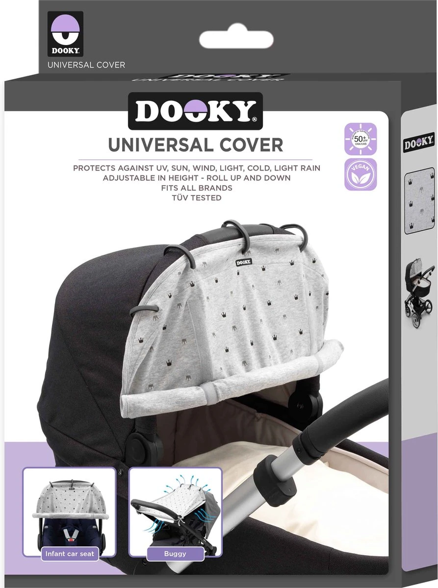 Dooky Universal Cover Zonnescherm Kinderwagen - Light Grey Crowns 7 Dooky Universal Cover Zonnescherm Kinderwagen - Light Grey Crowns - Image 7