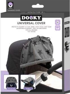 Dooky Universal Cover Zonnescherm Kinderwagen - Grey Stars -Baby Care Verkoop 893x1200 5