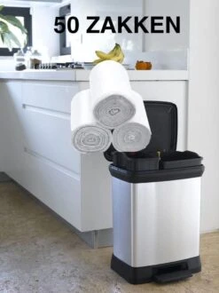 Merkloos Vuilniszakken 50 X 3 Liter | Klein, Doorzichtig Plastic | 27 X 30 Cm | Kleine Pedaalemmer Restafval Afval Zakjes