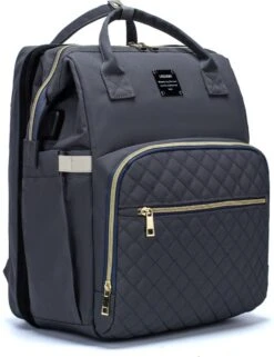 Luiertas - Multifuctioneel Luiertas 3 In 1 - Met Babybedje - Met Verschoningsmatje - Grijs - Met Usb - Met Verdikt Matras -Baby Care Verkoop 923x1200 1