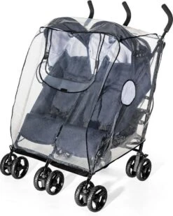 Reer - Regenhoes Tweelingwagen - Regenscherm Voor Dubbele Buggy En Kinderwagen - Hoes Voor Duo Buggy, Duowagen, Duo Kinderwagen - RainCover Twin