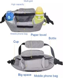 3 In 1 Kinderwagen Tas Universele Wandelwagen | Luiertas Draagtas Reistas Met Fles En Bekerhouder | - Zwart -Baby Care Verkoop 972x1200 4