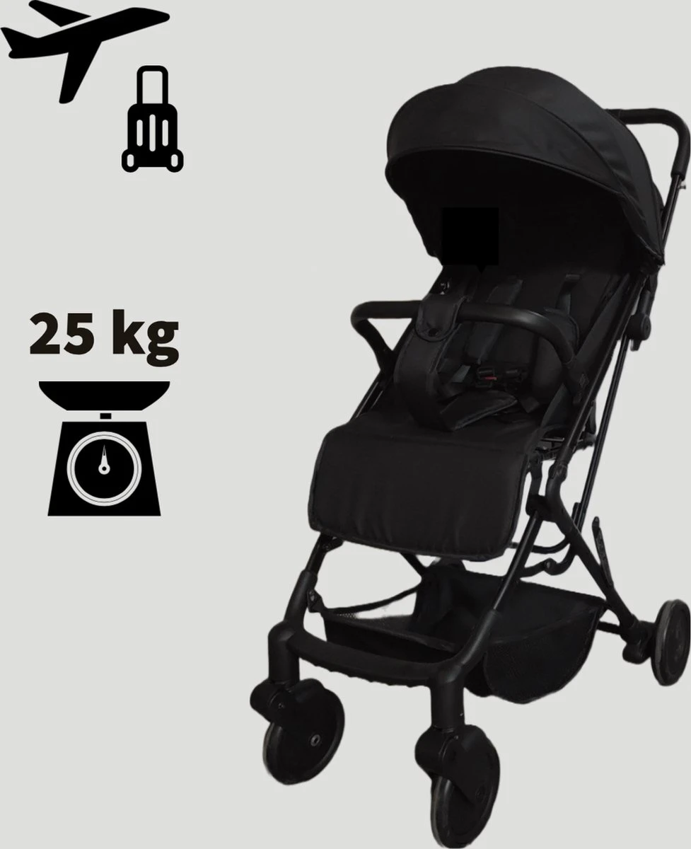 WOOSH New Buggy - Zwart - One Hand Folding - 3 Slaapstanden - Wandelwagen Tot 25 Kg - Regenhoes - Bekerhouder - Muggennet 9 WOOSH New Buggy - Zwart - One Hand Folding - 3 Slaapstanden - Wandelwagen Tot 25 Kg - Regenhoes - Bekerhouder - Muggennet - Image 9