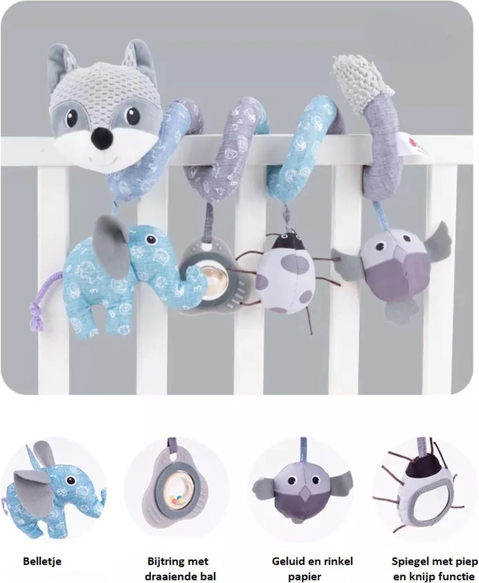 Louas Boxspiraal Vosje Grijs - Grijpspeelgoed - Speelboog Baby - Baby Spiraal - Wagenspanner - Kinderwagen Knuffels - Boxspiraal Baby - Autostoelspeeltje - Maxi Cosi Speeltje - Box Spiraal Baby 2 Louas Boxspiraal Vosje Grijs - Grijpspeelgoed - Speelboog Baby - Baby Spiraal - Wagenspanner - Kinderwagen Knuffels - Boxspiraal Baby - Autostoelspeeltje - Maxi Cosi Speeltje - Box Spiraal Baby - Image 2